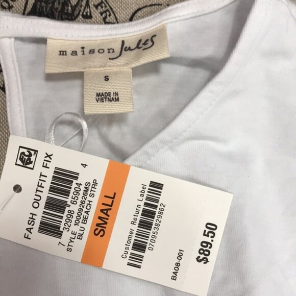 Maison Jules Navy Belted Striped Jumpsuit - Picture 5 of 5